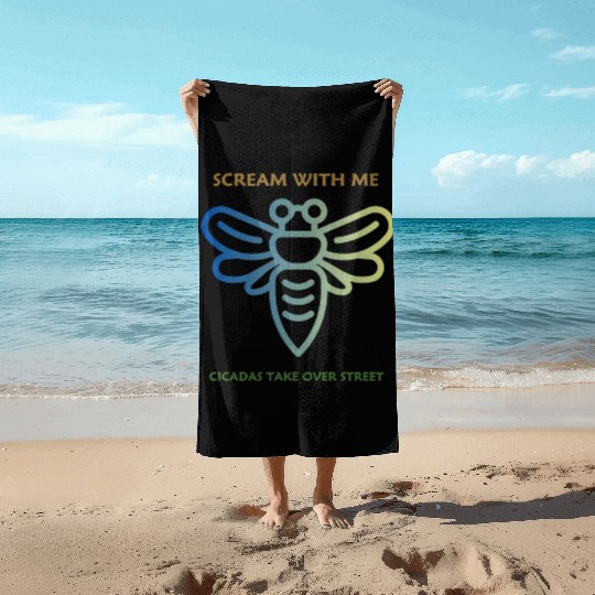 Wildlife Animal Lover Gift Fascinating Cicada-Art Beach Towels