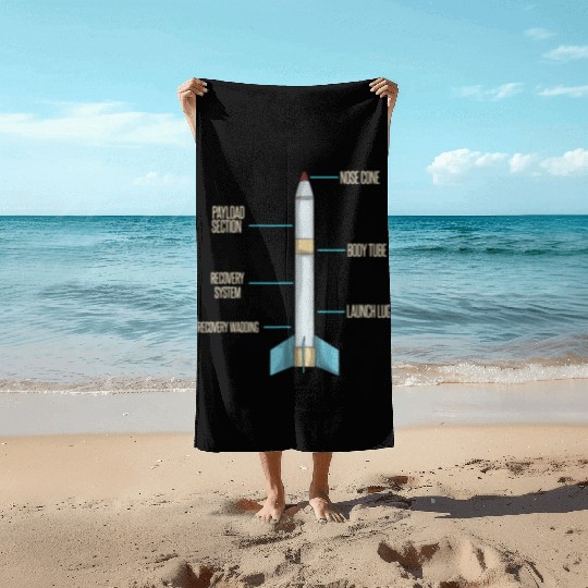 Aerospace Model Rocket Kit Drawing Design Beach Towels