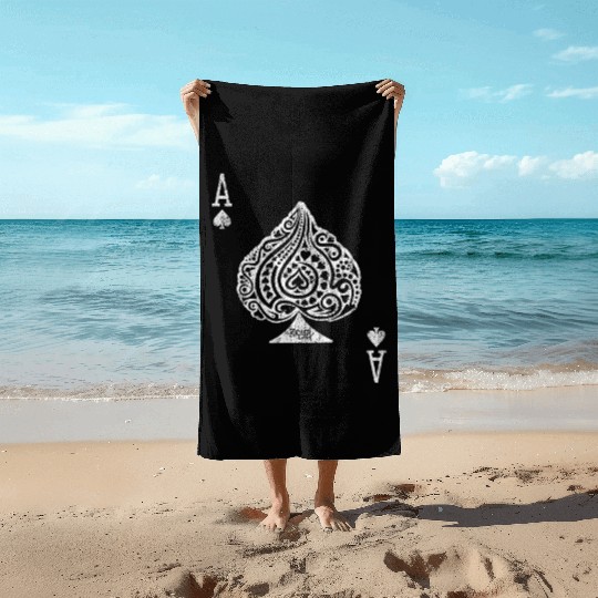 Ace of Spades Texas Hold'em Poker Playing Card Beach Towels