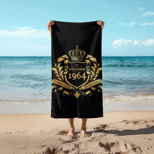 60th birthday "Semper Verum - Established 09/1964 Beach Towels
