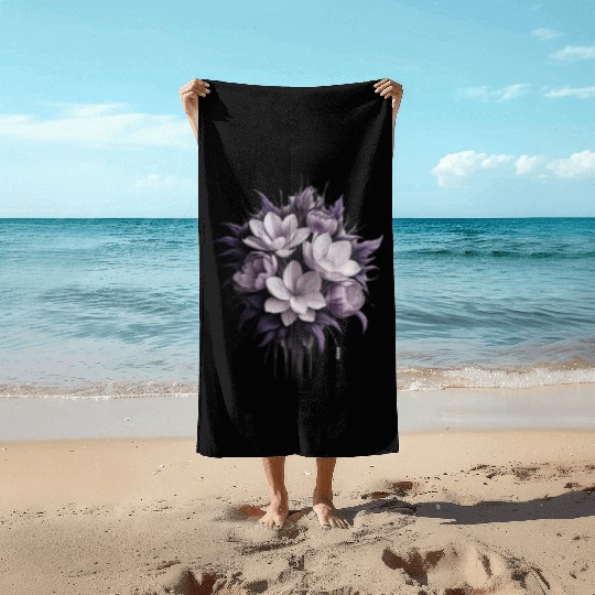 Cute flower purple Beach Towels