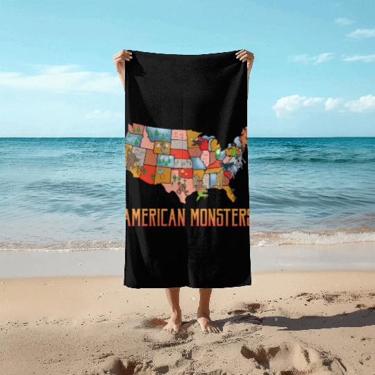 American Monsters Cryptid Monsters Myth Creatures Beach Towels