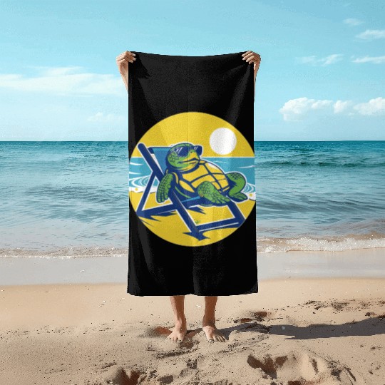 Sea Turtle Chillin on the Beach Beach Towels