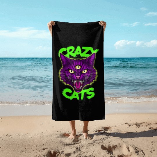 CRAZY CAT Beach Towels