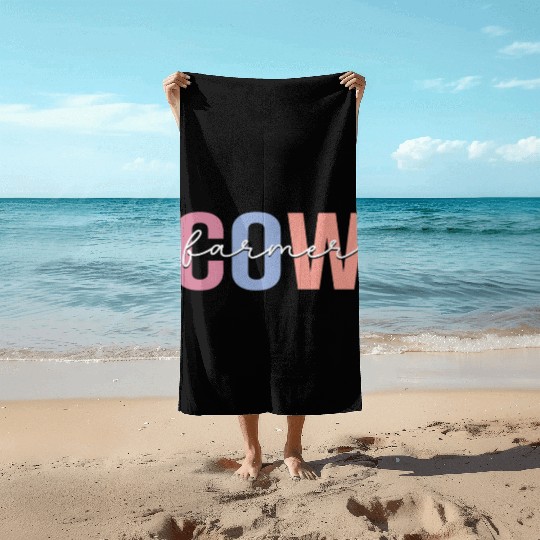 Cow Farmer Farming Herd Rancher Beach Towels