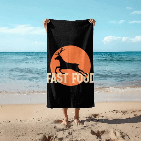 Funny Hunting - Fast Food Deer Beach Towels