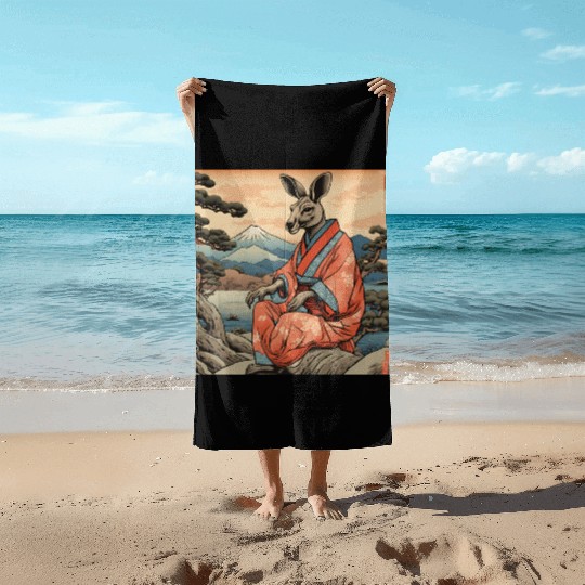 Retro Kangaroo Prank Design Beach Towels