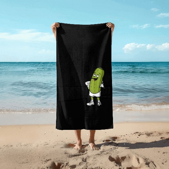 pickle character plays tennis Beach Towels