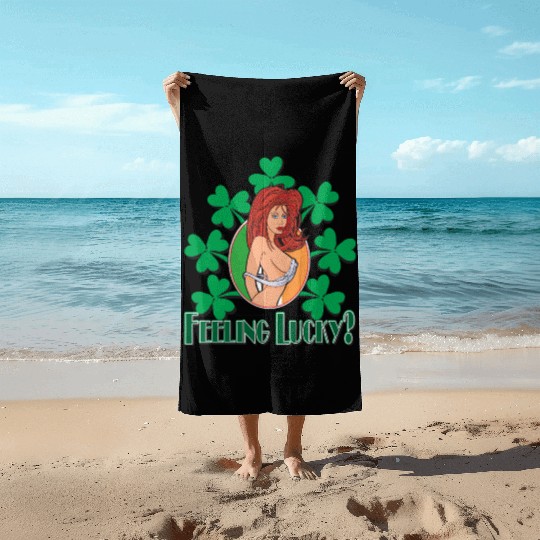 Feeling Lucky Girl Beach Towels