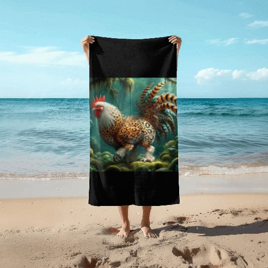 The chicken-leopard Beach Towels