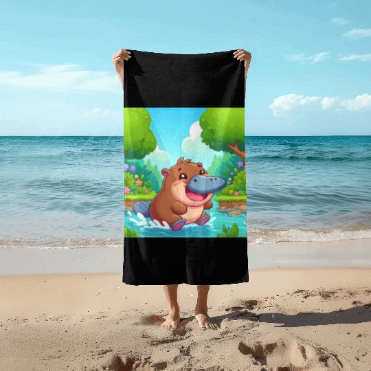 The hippo-platypus Beach Towels