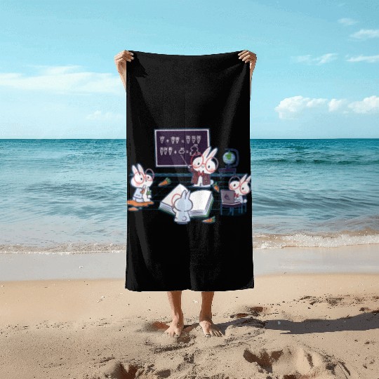 Bunnies Math, Funny Back To School Beach Towels