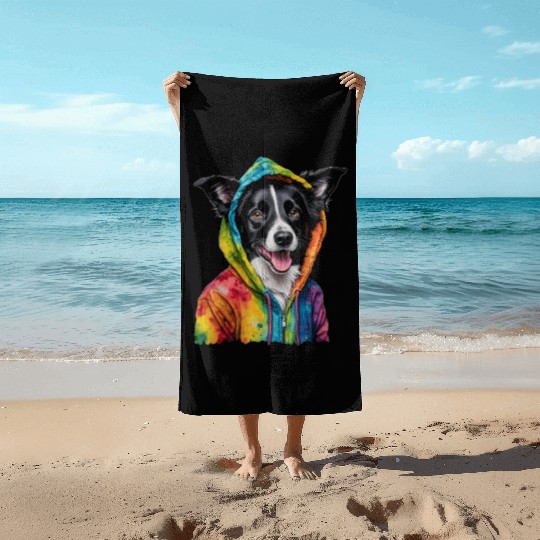 Border Collie Beach Towels Dog Colorful Funny Animal Pri