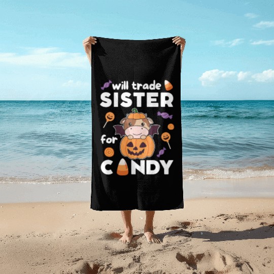 Cow Halloween Trade Sister For Candy Beach Towels
