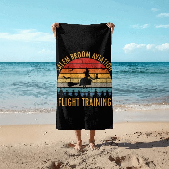 Womens Salem Broom Aviation Flight Halloween Beach Towels