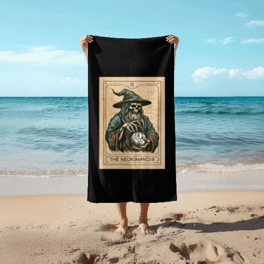 Necromancer - Spooky Necromancer Bones Necromancer Beach Towels