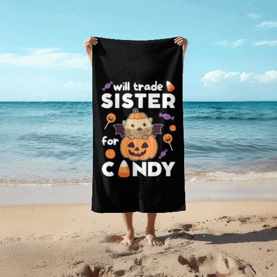 Otter Halloween Trade Sister For Candy Beach Towels