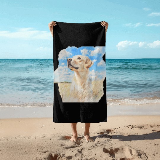 Nature Labrador Retriever Field Art Lab Watercolor Beach Towels