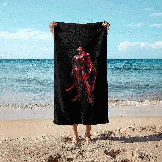 Default Humanfaced Robot villain robot character Beach Towels