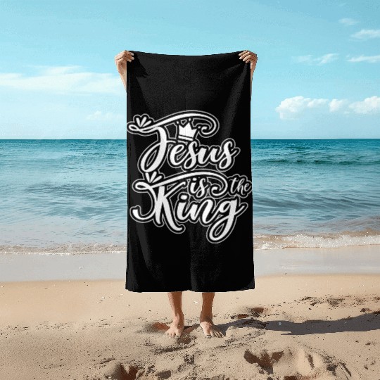 Jesus Is King Love Jesus Christian Christmas Beach Towels