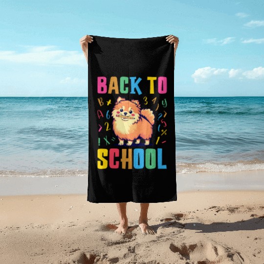 Back To School with a Cute Pomeranian Beach Towels