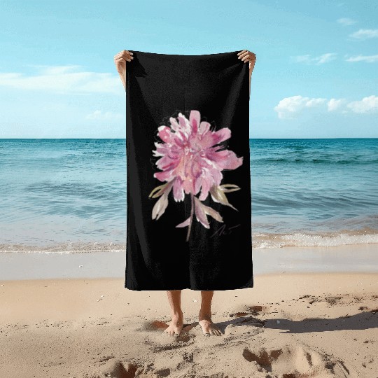 Peony loose watercolor hand-painted Beach Towels