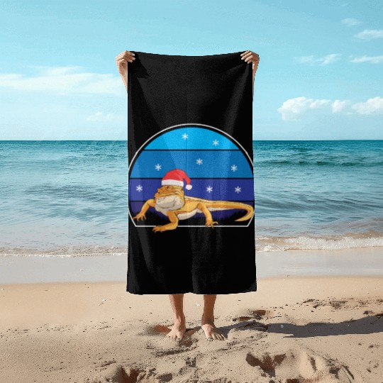 Iguana Christmas Light Sweater Funny Animals Lover Beach Towels