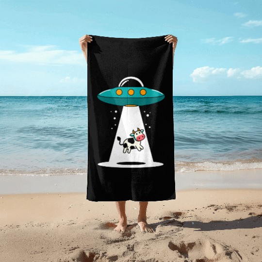 UFO Cow Abduction Beach Towels