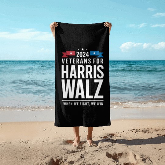 Veterans For Harris Walz 2024 Presidential Beach Towels