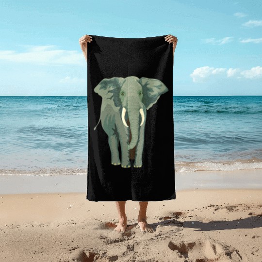 Elephant Face Funny Beach Towels - Funny Animal Face Lover