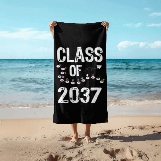 Funny Class of 2037 Grow With Me Back To School Beach Towels