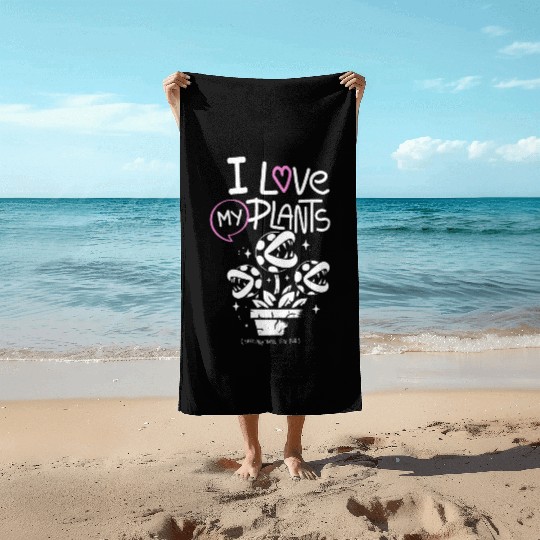 I Love My Plants – Cute Venus Flytrap Plant Lover Beach Towels