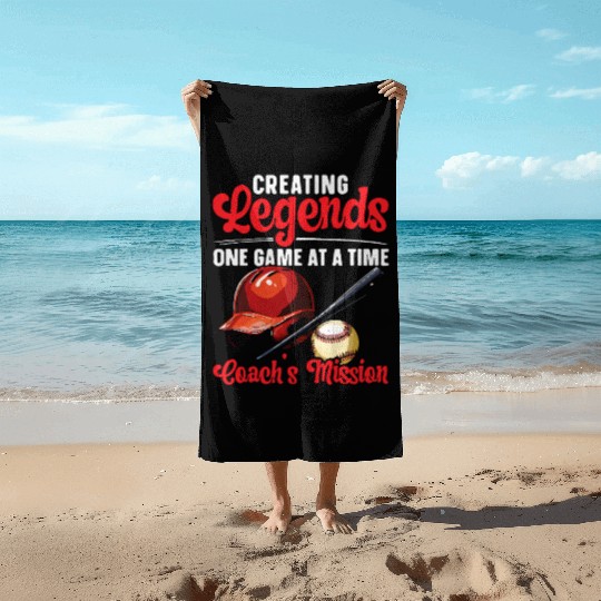 baseball coach legends Beach Towels