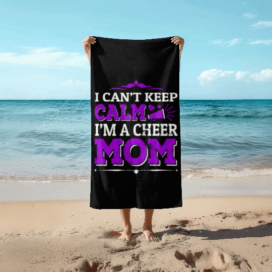 Keep Calm Cheer Mom Cheerleading Mother's Day Beach Towels