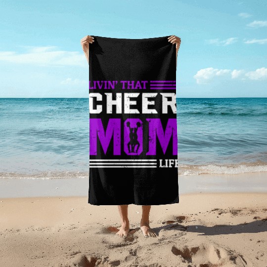 Living Cheer Mom Life Cheerleading Mother's Day Beach Towels