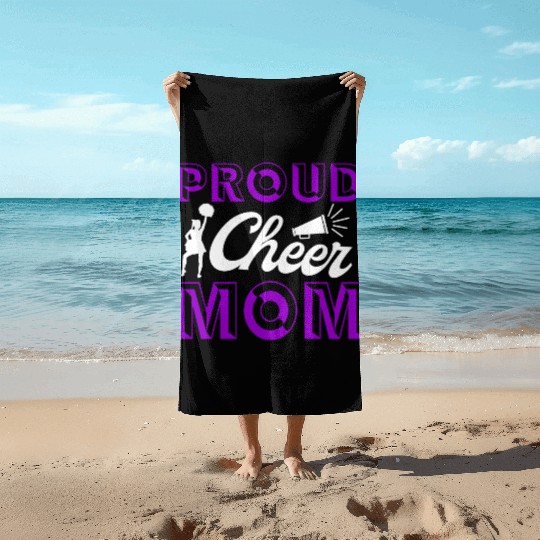 Proud Cheer Mom Cheerleading Mommy Mother's Day Beach Towels