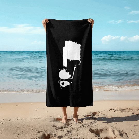 Panda Painting Beach Towels