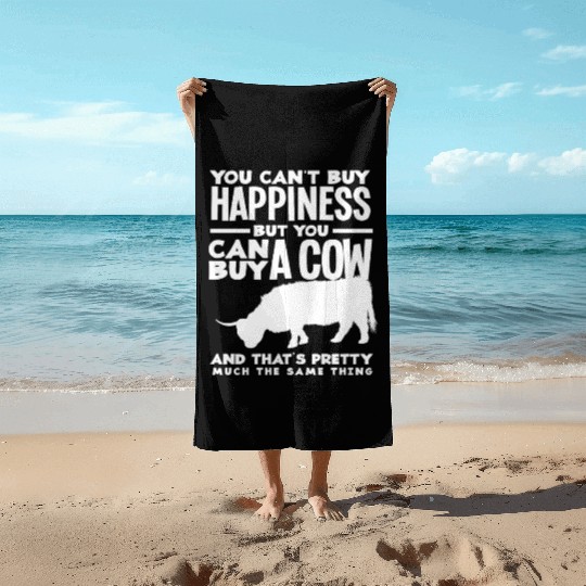 You Can't Buy Happiness But A Highland Cow Beach Towels