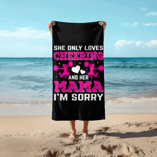 Loves Cheer Mom Cheerleading Mommy Mother's Da Beach Towels