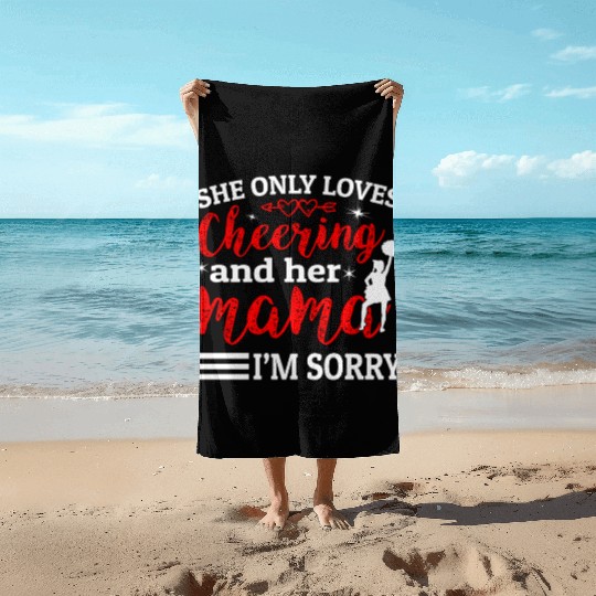 Loves Cheer Mom Cheerleading Mommy Mother's Da Beach Towels