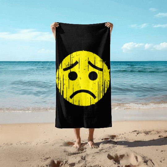 Depressed Emoticon Beach Towels