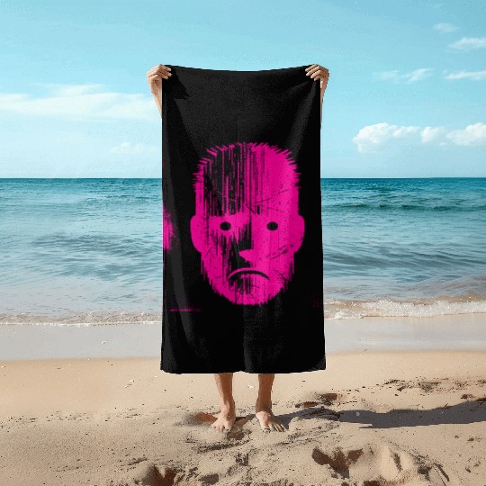 Sad Weird Face Pink Beach Towels