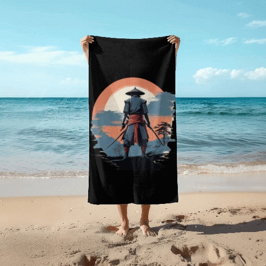 Retro Samurai Beach Towels