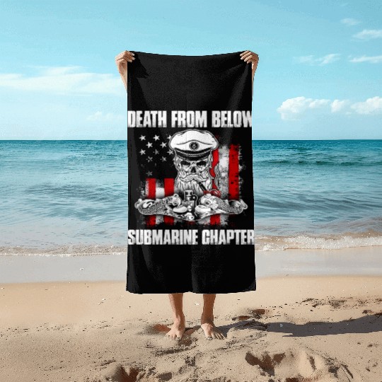 Death From Below Submarine Chapter Patriotic Beach Towels