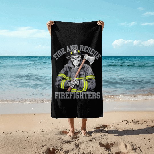 Firefighter - Heroic Fire and Rescue Art Beach Towels