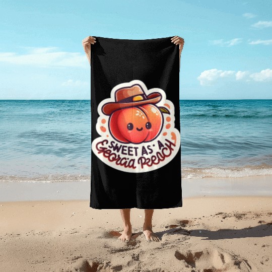Sweet as a Georgia Peach Sticker Beach Towels