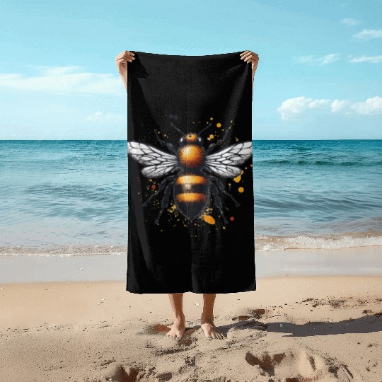 Honey Bee Insect Art Beach Towels