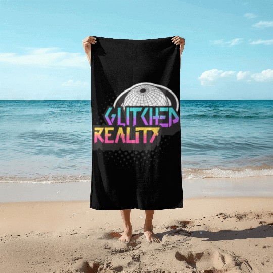 Glitched Reality - Futuristic Y2K Streetwear Beach Towels