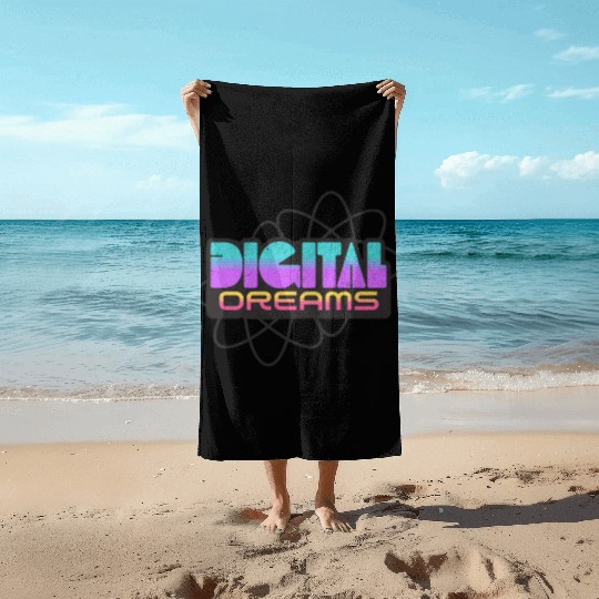 Digital Dreams - Retro Y2K Streetwear Design Beach Towels