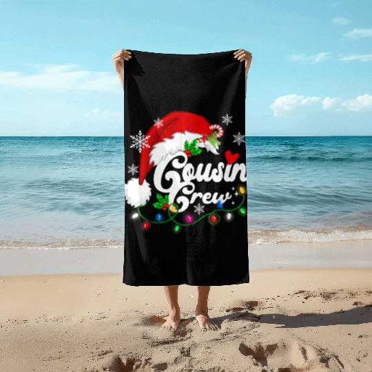 cousin crew Santa Claus Hat Christmas lights Beach Towels